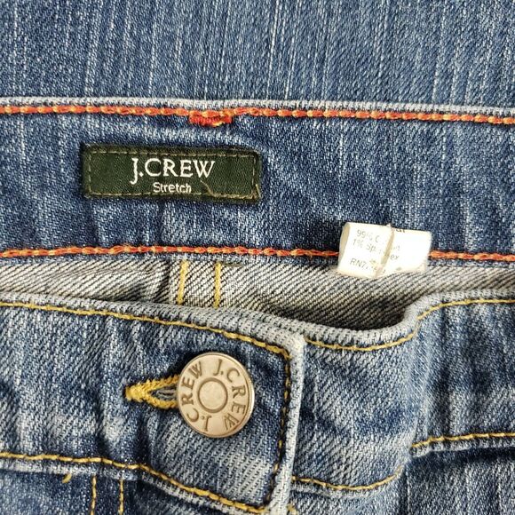 J Crew Womens Jeans Size 6 Reg Stretch Distressed Raw Hem Bootcut Blue Denim Mid - Picture 8 of 11